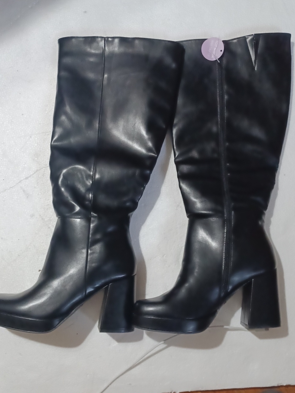 Top Moda Classic Black Knee-High Platform Boots Wide Calf New With Tags. Size 10